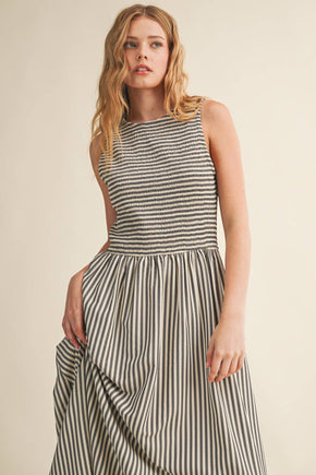 Black Striped Long Dress