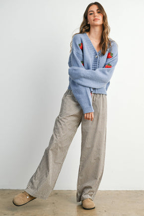 Brown Loose-Fit Adjustable Tie-Front Pants