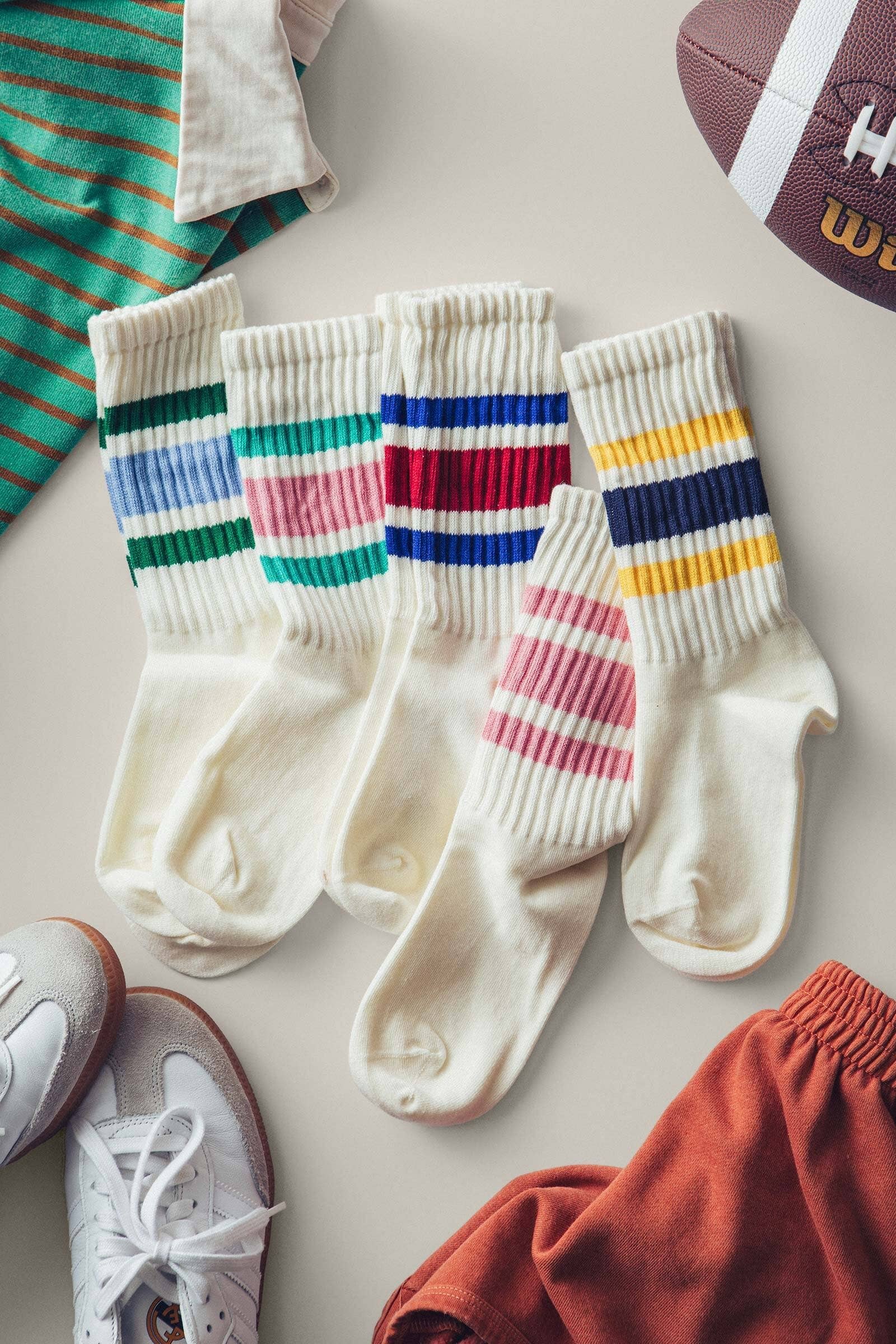 Varsity Stripe Ribbed Crew Socks