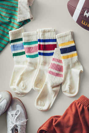 Varsity Stripe Ribbed Crew Socks
