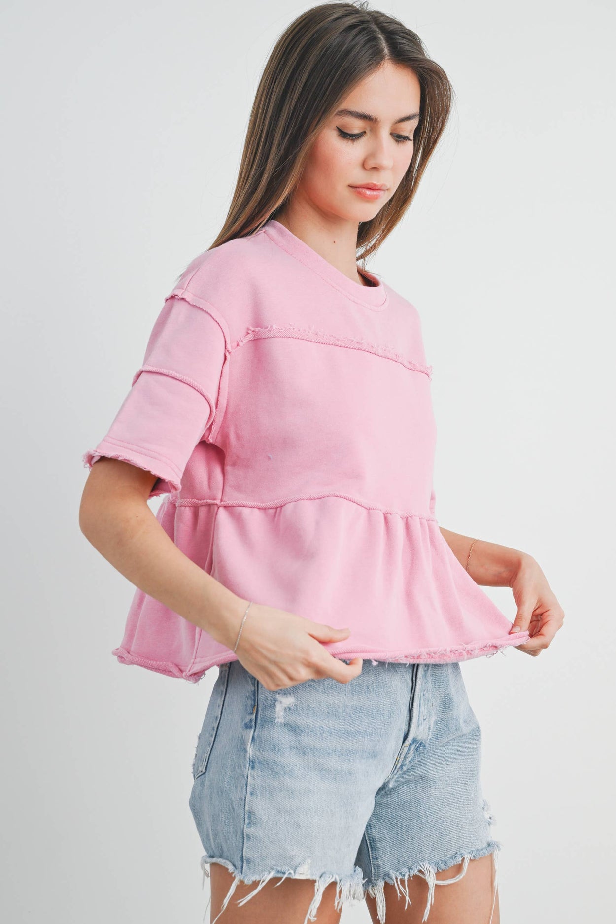 Pink Ruffle Tiered Blouse