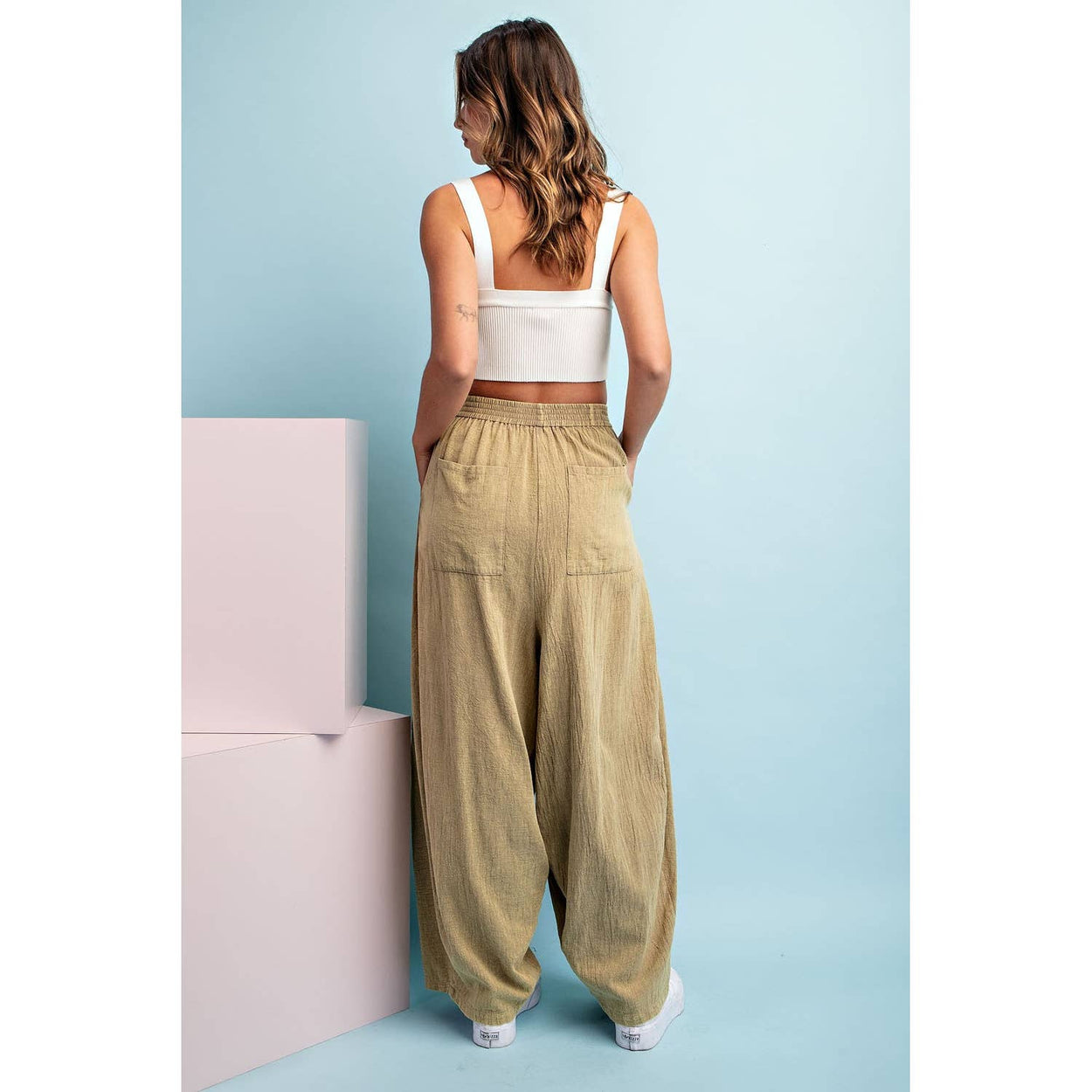 Taupe Mineral Washed Wide Leg