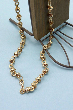 Gold Handmade Knot Link Chain Necklace