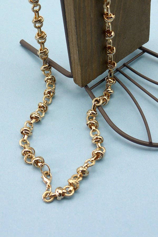 Gold Handmade Knot Link Chain Necklace