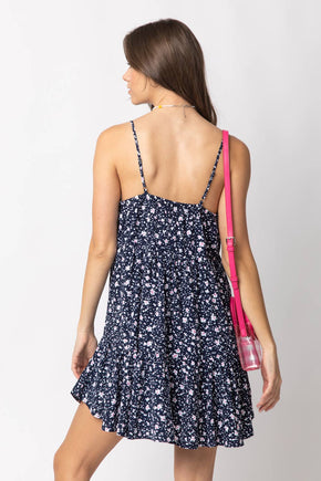 Navy Floral Babydoll Mini Dress