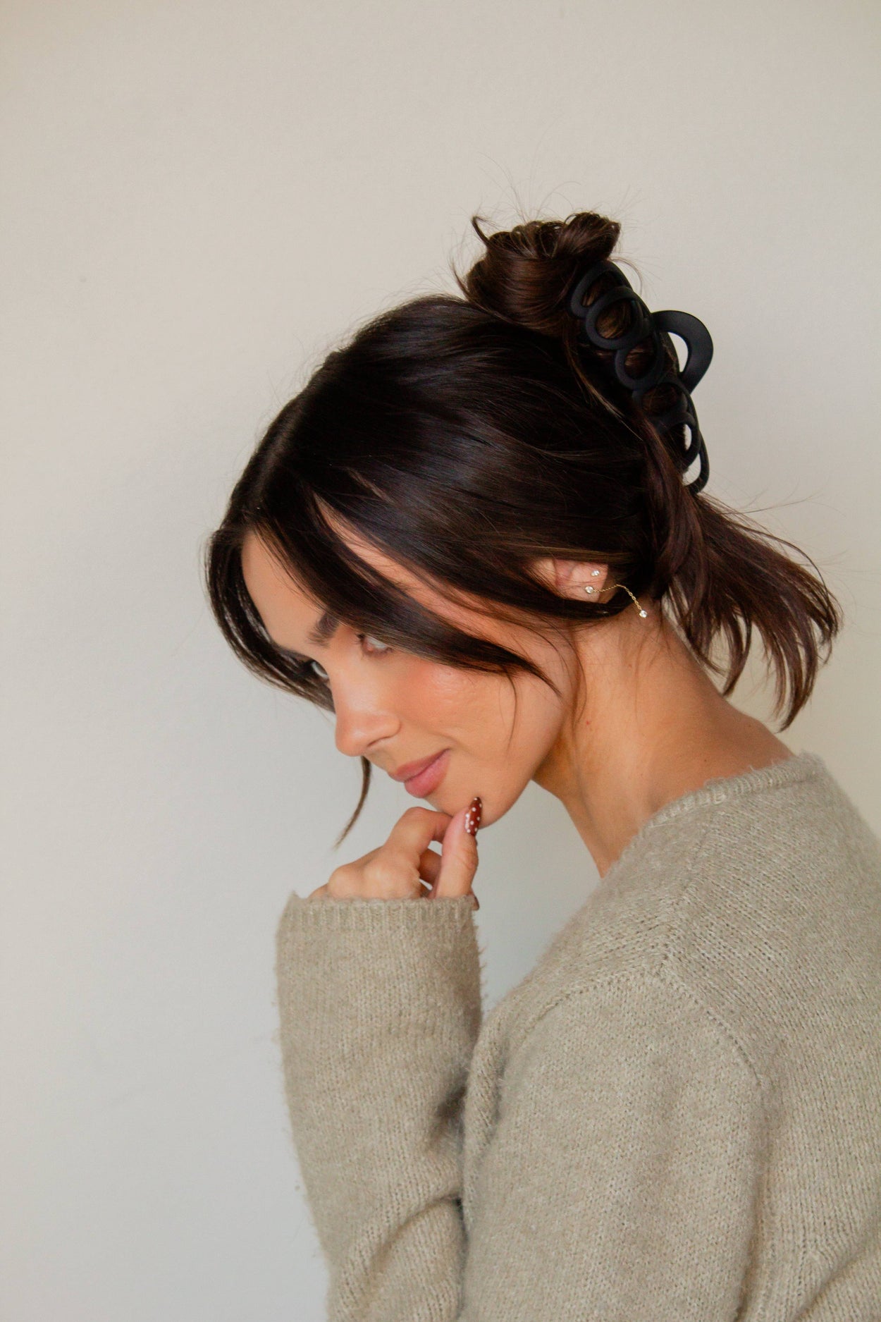 Tan Matte Looped Claw Clip