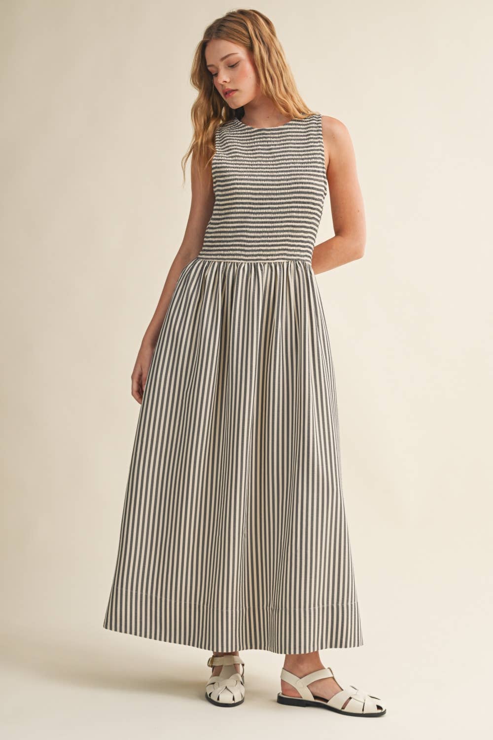 Black Striped Long Dress