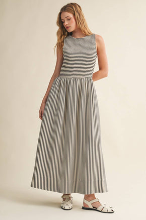 Black Striped Long Dress