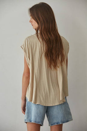 Taupe Ribbed Sleeveless Top
