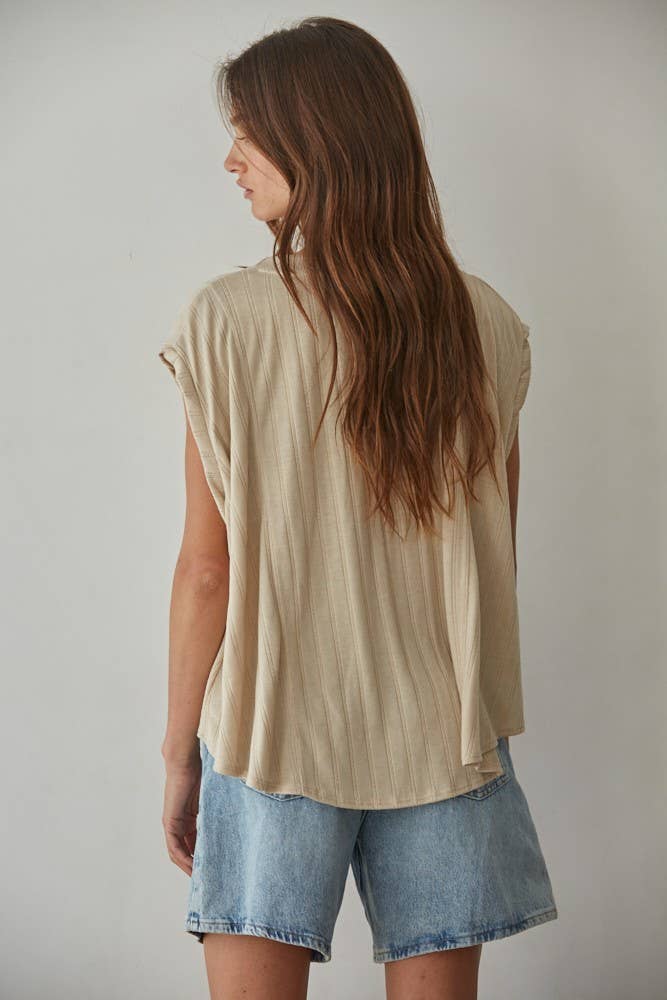 Taupe Ribbed Sleeveless Top