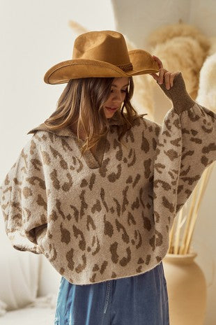 Sailor Leopard Balloon Wrist Sweater