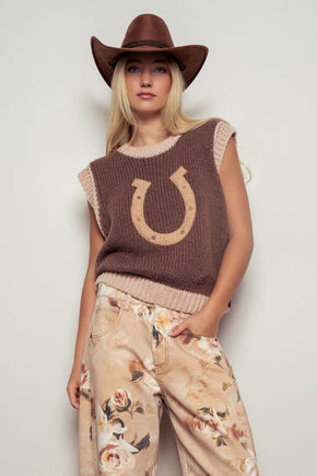Neutral Western Horseshoe Sweater Vest