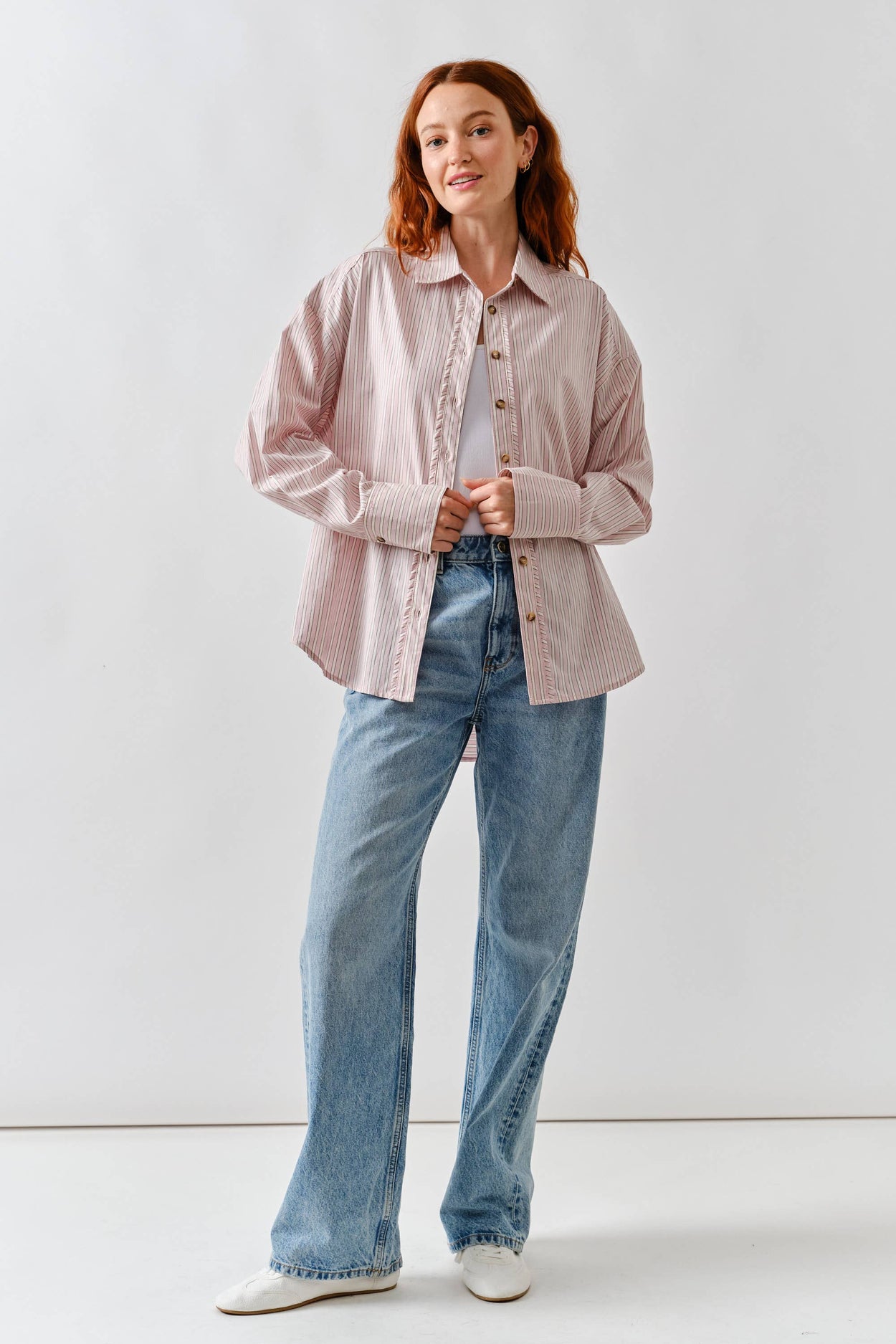 Pink Oversized Stripe Structured Shirt