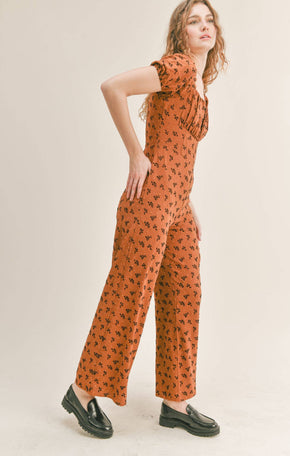 Rust Floral Jumpsuit