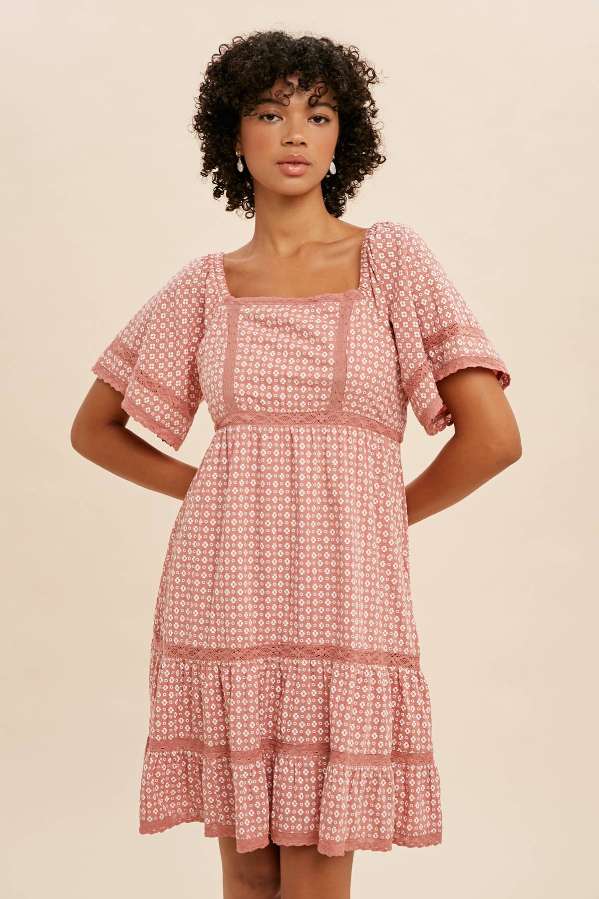 Saffron Floral Square Neck Mini Dress