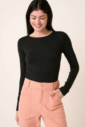 Black Round Neck Long Sleeve Knit Top