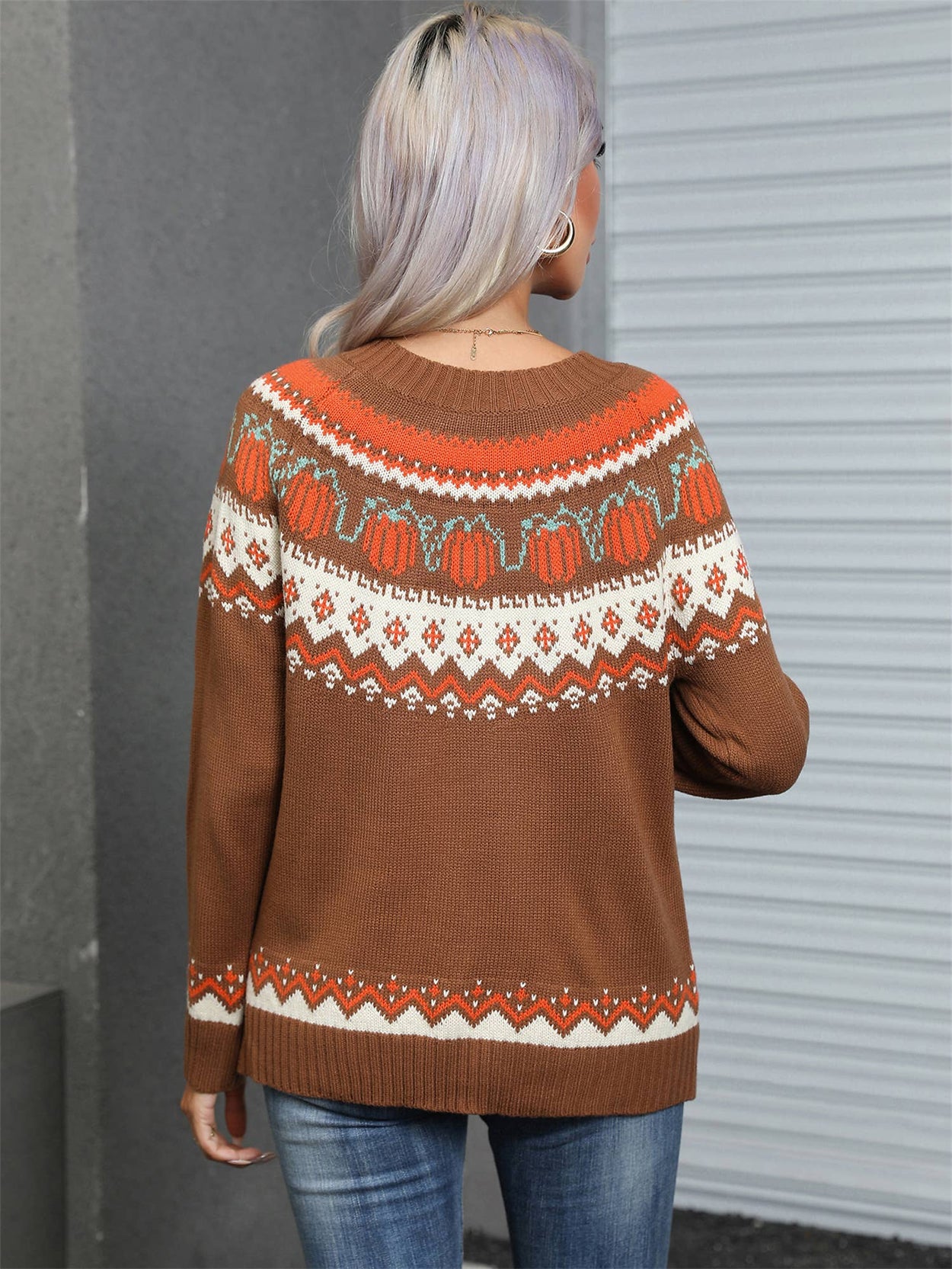 Pumpkin Fair Isle Knit Sweater