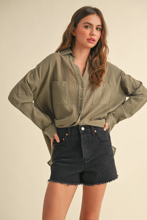 Olive Basic Cotton Buttondown
