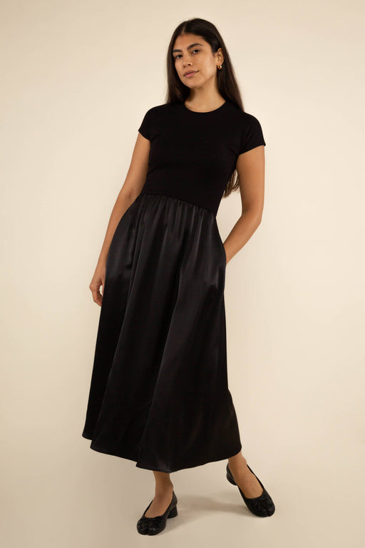 Plus Satin Contrast Midi Dress