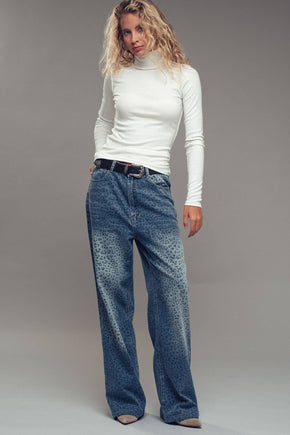 Ivory Striped Turtleneck Knit Top