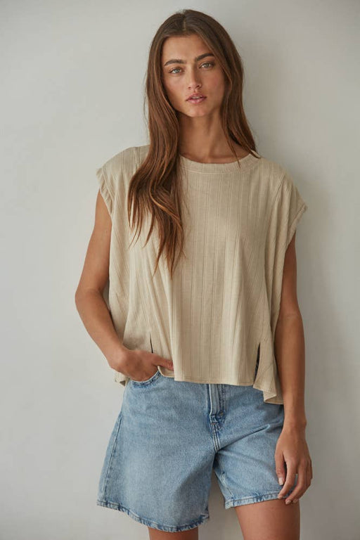 Taupe Ribbed Sleeveless Top
