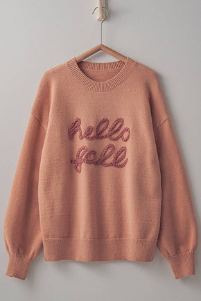 Hello Fall Knit Crewneck Sweater