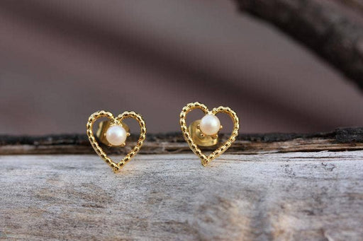 Vintage Pearl Heart Studs