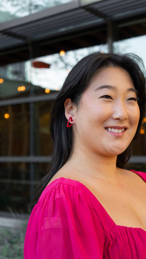 Red Mini Heart Hoops