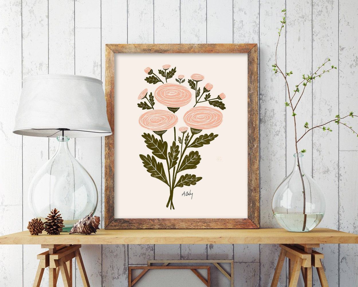 Ranunculus Bouquet - Floral Illustration Print