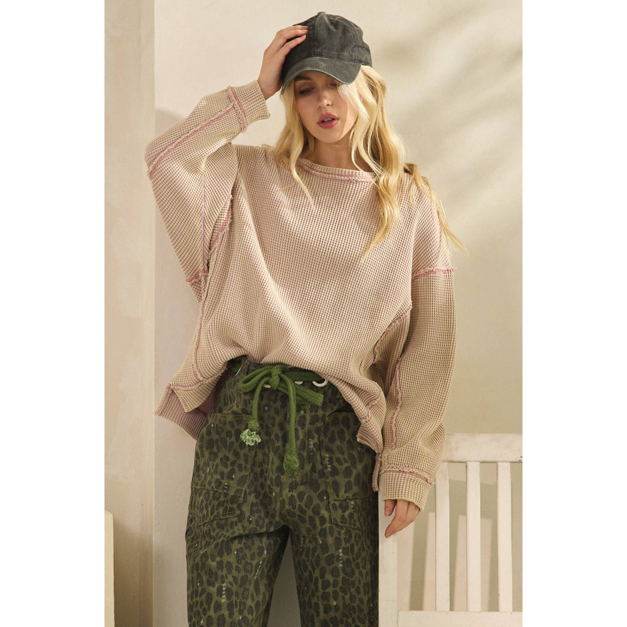 Mauve Thermal Texture Pullover