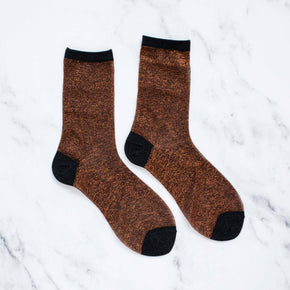 Rust & Black Women's Two Tone Glitters Socks