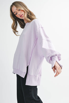 Lilac Oversized Seam Detail Pullover