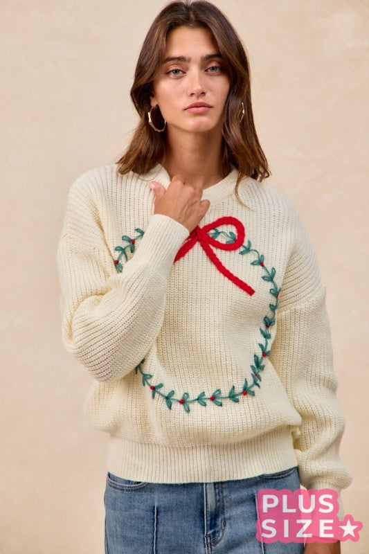 Christmas Wreath Knit Top