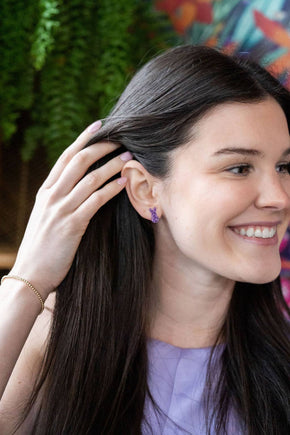 Purple Glitter Bunny Studs