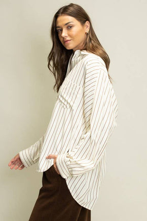Brown Sophisticated Stripe Blouse