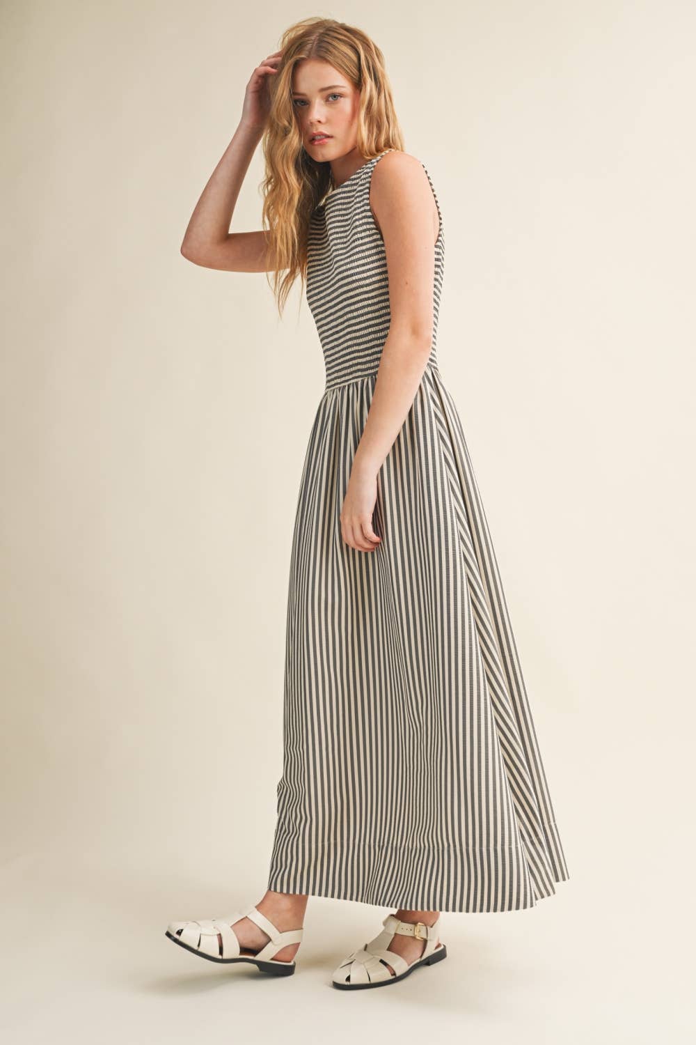 Black Striped Long Dress
