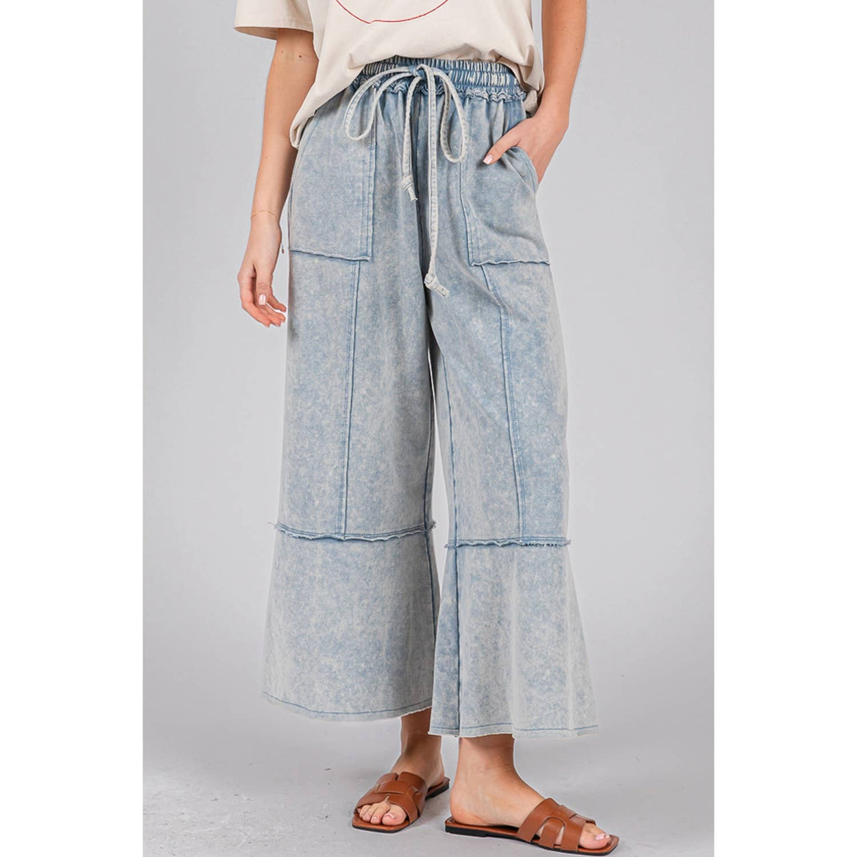Denim Terry Knit Pants