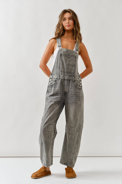Grey Wash Relax Fit Denim Overall