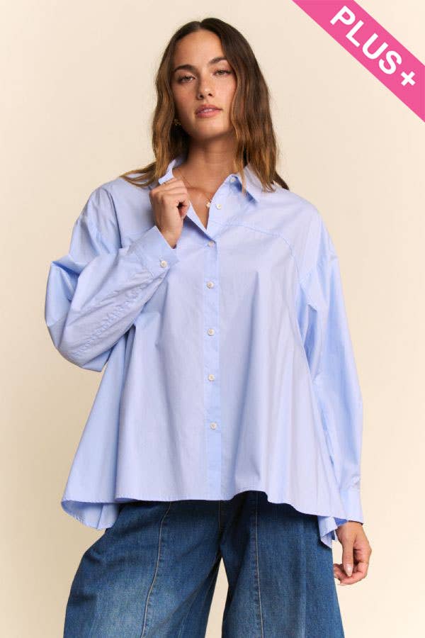 Plus Cream Blouse Long Sleeve Shirt