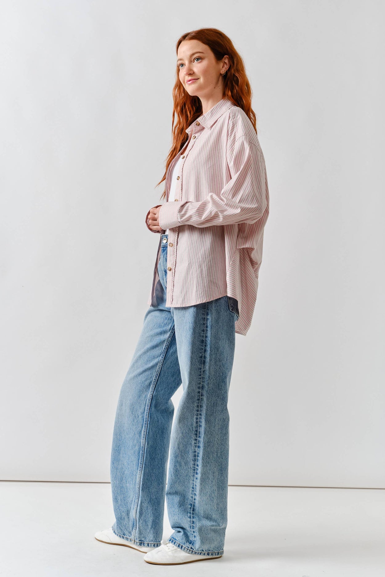 Pink Oversized Stripe Structured Shirt