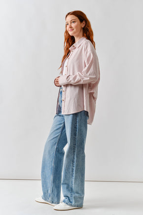 Pink Oversized Stripe Structured Shirt