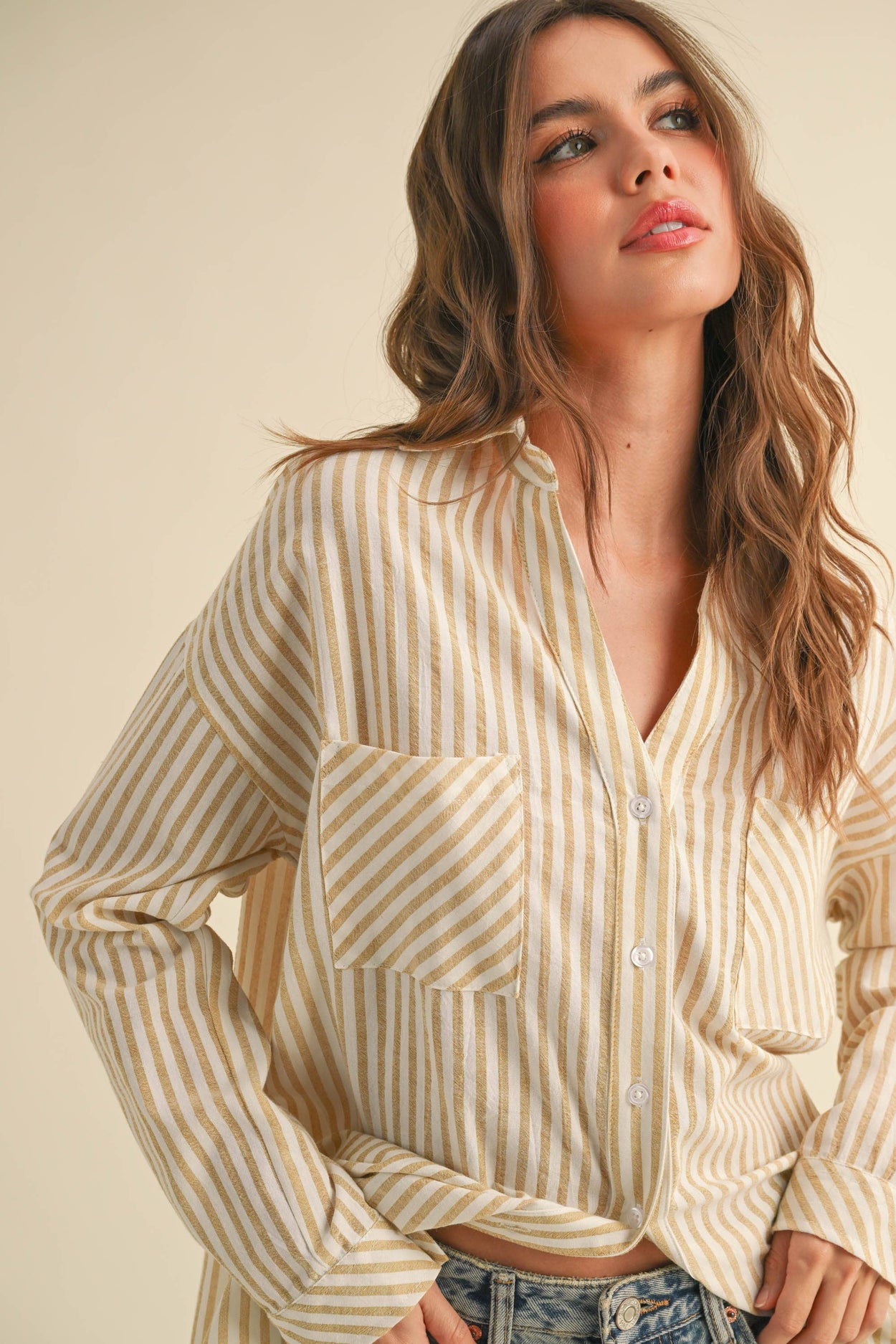 Mustard Striped Button Down