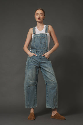 Grey Wash Relax Fit Denim Overall