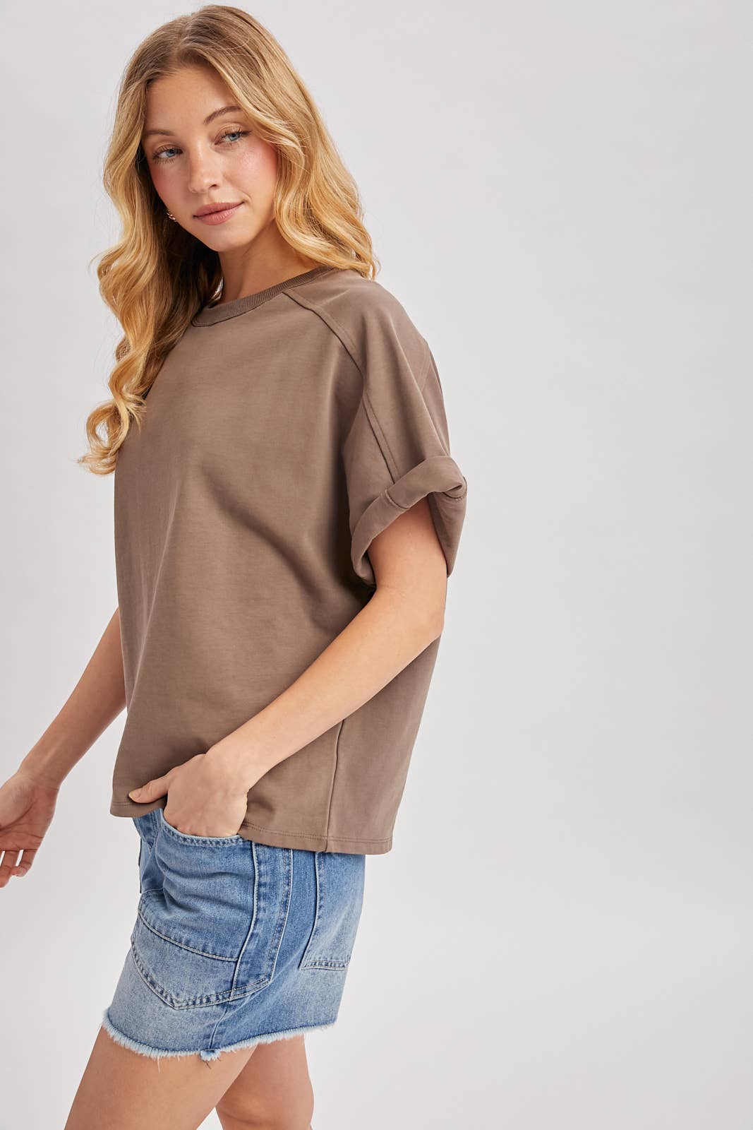Mushroom Cotton Boxy Knit T Shirt