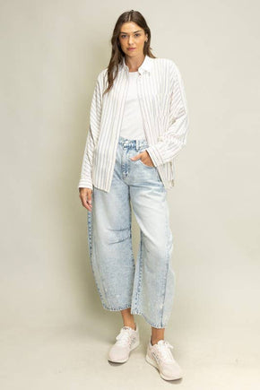 Brown Sophisticated Stripe Blouse