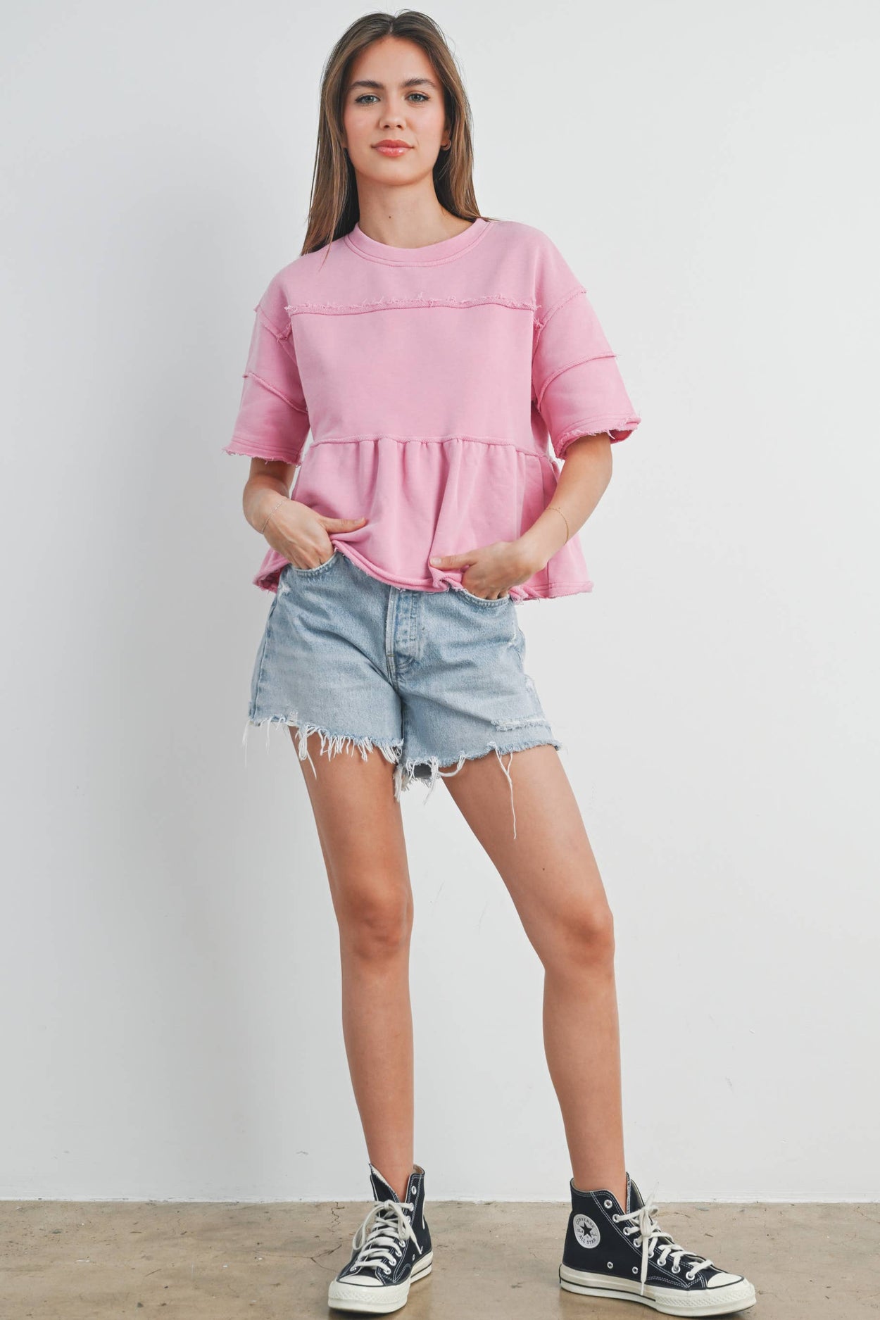 Pink Ruffle Tiered Blouse