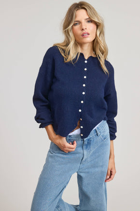 Navy Essential Button Down Cardigan