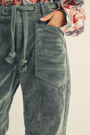 Teal Vintage Washed Corduroy Pants