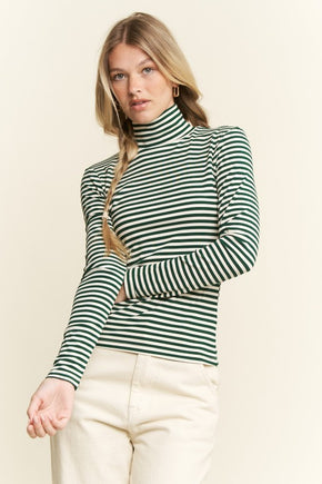 Plus Striped Turtle Neck Sweater