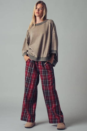 Olive Oversized Seam Detail Pullover Top